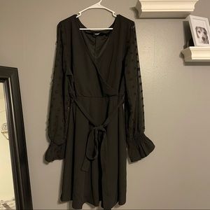 Swiss Dot Sheer Sleeve Dress